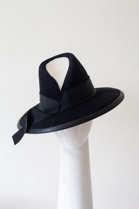 Black and White Felt High Fedora By Felicity Northeast Millinery