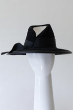 Load image into Gallery viewer, Black and White Felt High Fedora By Felicity Northeast Millinery