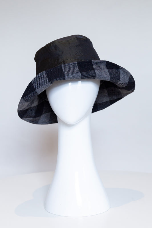Bucket Rain Hat - Dark Green, flipped up by Felicity Northeast Millinery 
