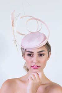  Pale Pink Beret with Sinamay Swirls by Felicity Northeast Millinery