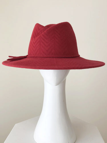 Crimson Red Felt Fedora by Felicity Northeast Millinery