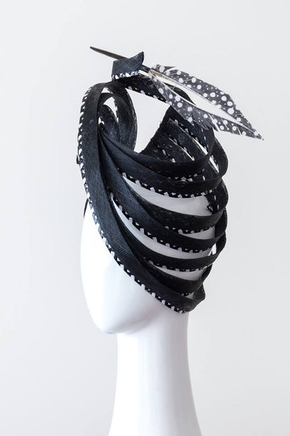 Monochrome Spiral Platter Hat by Felicity Northeast Millinery