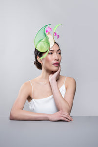 Sculptured Teardrop Headpiece in Gold, Greens and Pinks