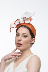 Floating White and Rust Bow Headband by Felicity Northeast Millinery