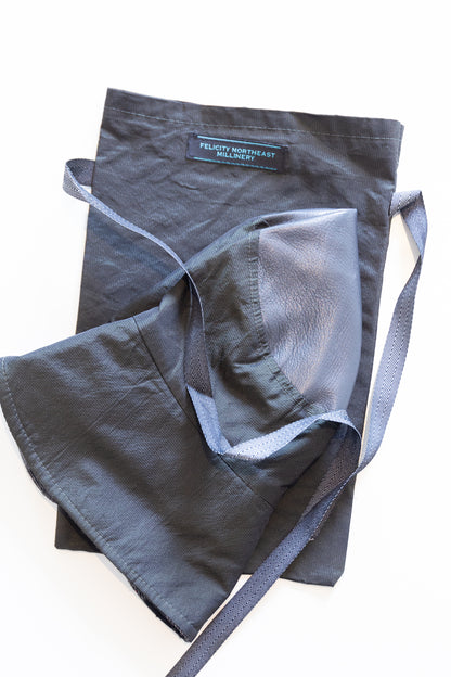 Foldable Bucket Rain Hat - Dark Green in waterproof travel bag by Felicity Northeast Millinery 