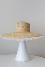 Load image into Gallery viewer, Fringed, Organic Canvas and Straw Sun Hat