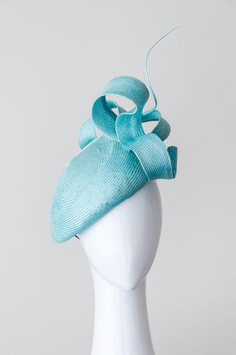 Pale Blue Beret with Swirls by Felicity Northeast Millinery