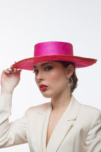 Load image into Gallery viewer, Hot Pink and Orange Boater by Felicity Northeast Millinery