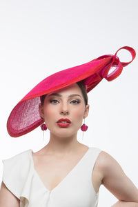 Hot Pink and Red Sweeping Picture Hat by Felicity Northeast Millinery