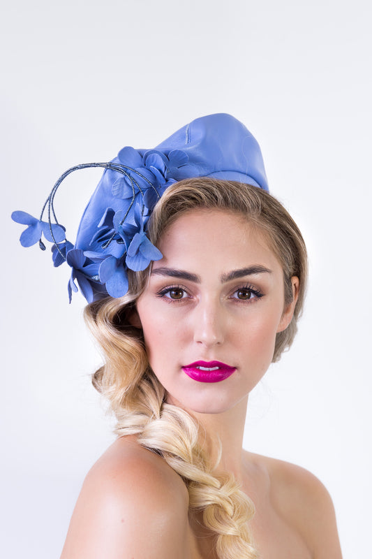 JUNIPER BERET- soft lavender blue leather beret