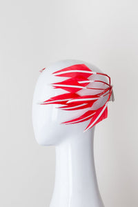 LOUISE- red and white feather headpiece