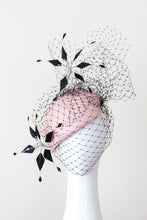Load image into Gallery viewer, MIA-Side pink beret with black veiling and flowers	