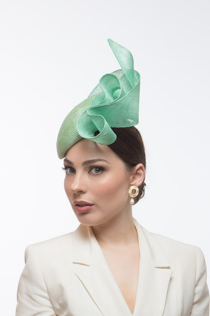 Mint Green Wave Beret By Felicity Northeast Millinery