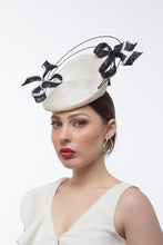 Load image into Gallery viewer, Monochrome Beret with Bows By Felicity Northeast Millinery