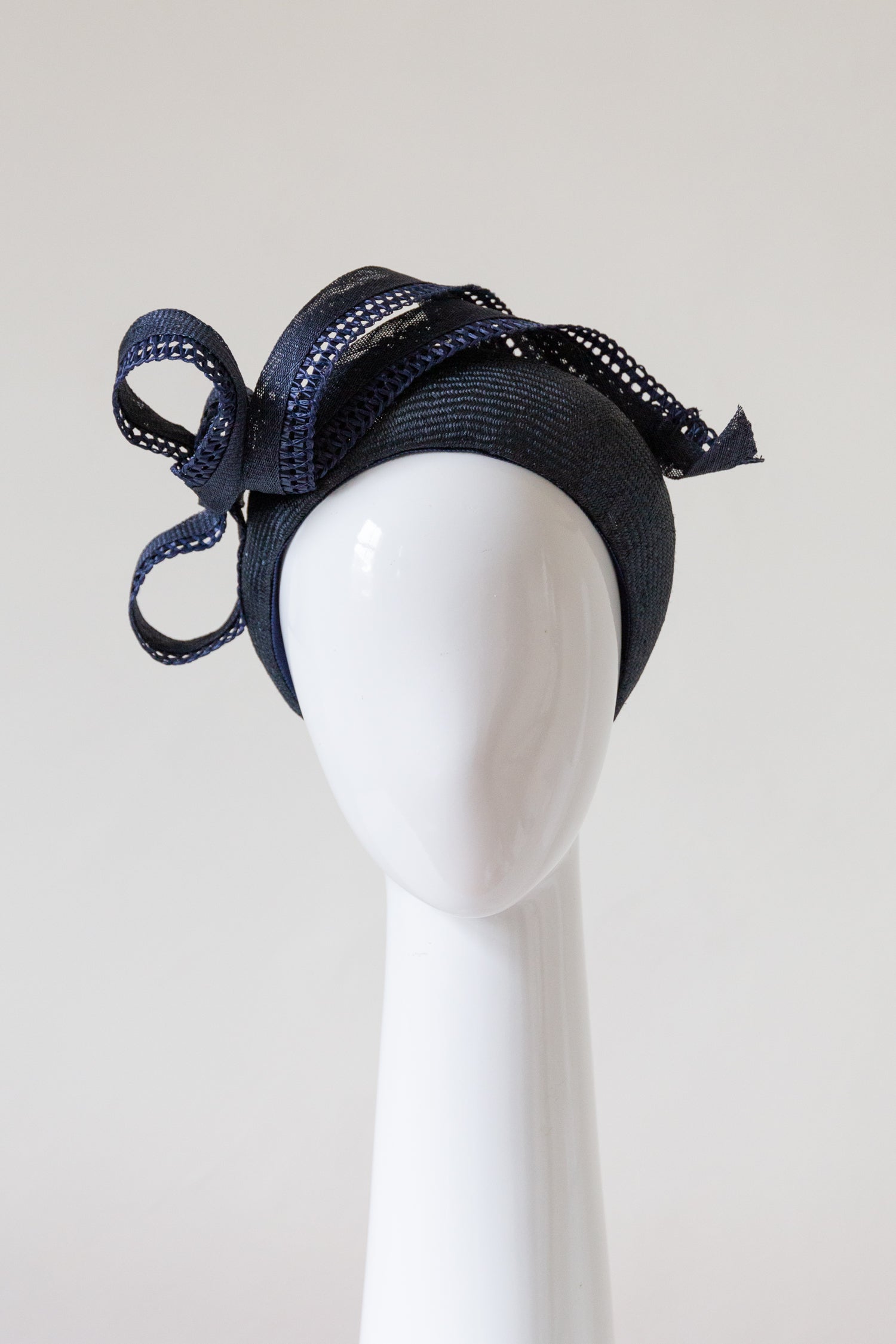 Navy Halo Headband with Sweeping Side Bow by Felicity Northeast Millinery