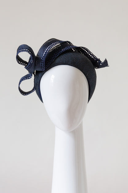 Navy Halo Headband with Sweeping Side Bow by Felicity Northeast Millinery