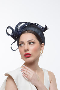 Navy Halo Headband with Sweeping Side Bow by Felicity Northeast Millinery