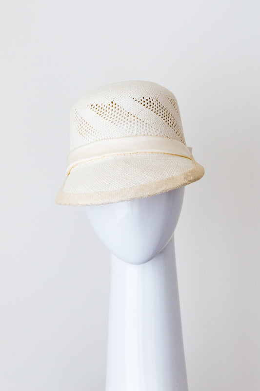 Panama straw cap with open weave  by Felicity Northeast Millinery