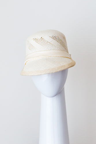 Panama straw cap with open weave  by Felicity Northeast Millinery