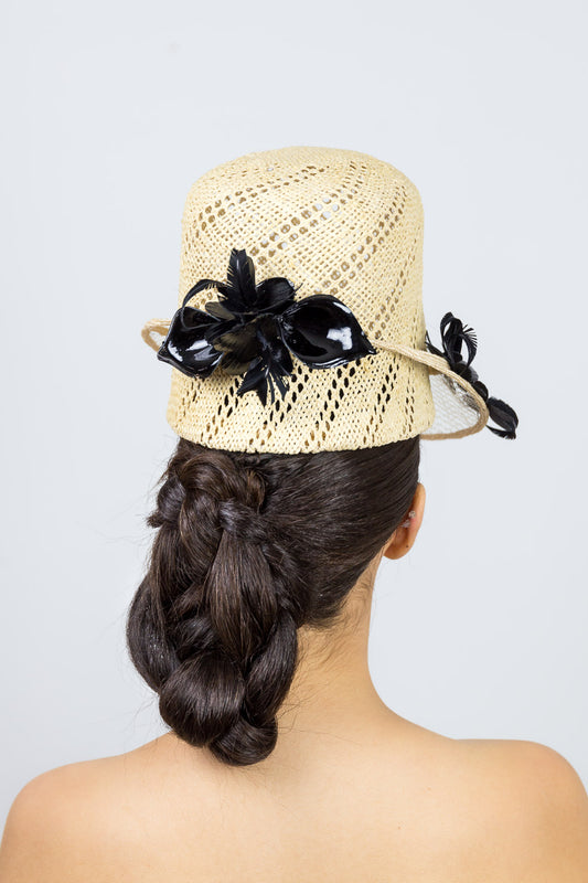 Natural Weave Tall Cap by Felicity Northeast Millinery