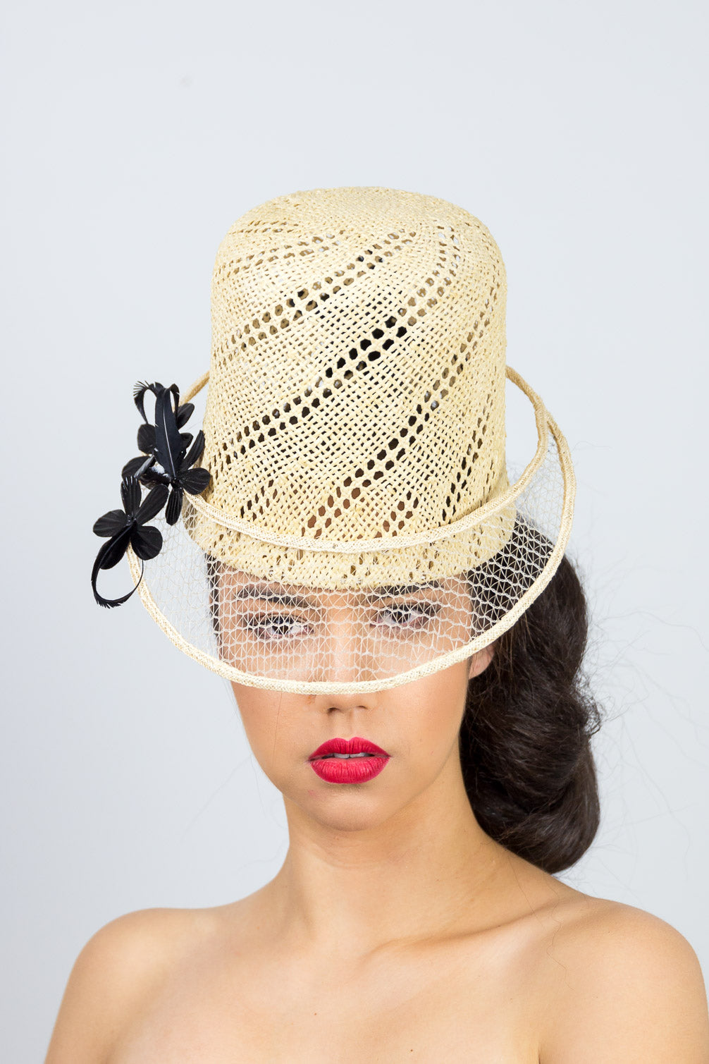 Natural Weave Tall Cap by Felicity Northeast Millinery