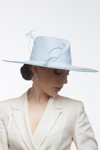 Pale Blue Wide Brimmed Fedora By Felicity Northeast Millinery