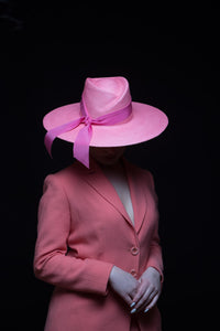 Panama Fedora in Pink Straw