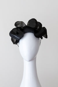 silk black petal headband by Felicity Northeast Millinery
