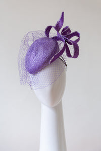 Purple and Mauve Beret with Floating Bow by Felicity Northeast Millinery