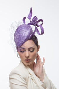 Purple and Mauve Beret with Floating Bow by Felicity Northeast Millinery