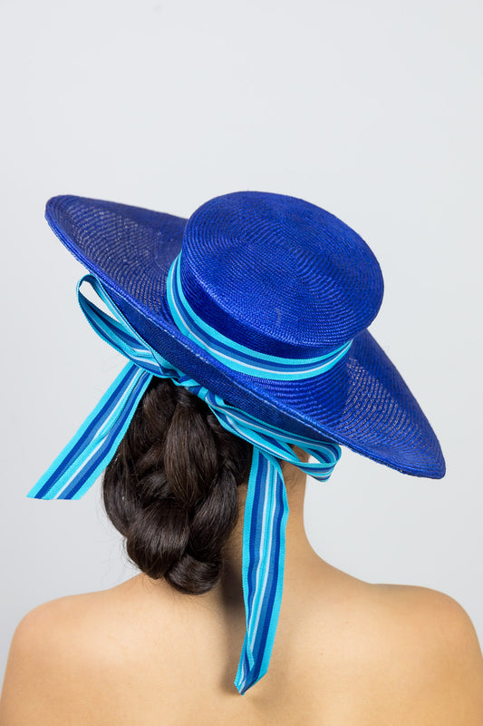 RACHAEL- Cobalt blue large brimmed hat 