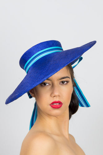 RACHAEL- Cobalt blue large brimmed hat 