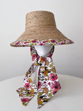 Load image into Gallery viewer, Raffia and Canvas Bucket Sun Hat in Floral Print by Felicity Northeast Millinery