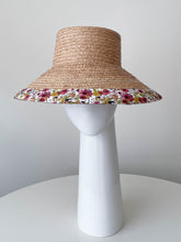 Load image into Gallery viewer, Raffia and Canvas Bucket Sun Hat in Floral Print by Felicity Northeast Millinery