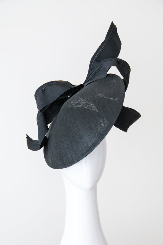 SCARLETT-Modern black coolie platter with bow