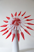 Load image into Gallery viewer, Sculptural Red and White Feather Hat by Felicity Northeast Millinery