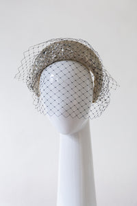 Silver Halo Headband with Diamante Veiling By Felicity Northeast Millinery