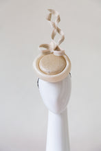 Load image into Gallery viewer, Silver and Cream Percher Button Hat by Felicity Northeast Millinery
