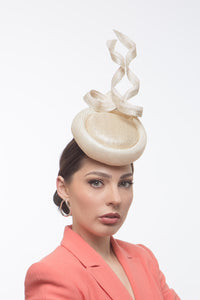 Silver and Cream Percher Button Hat by Felicity Northeast Millinery