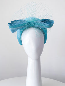 Sky Blue Halo with bow by Felicity Northeast Millinery
