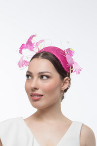 Swirling Feather Headband in Pink