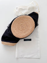 Load image into Gallery viewer, Bucket Travel Sun Hat: in Black and Straw by Felicity Northeast Millinery and bab
