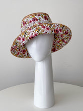 Load image into Gallery viewer, Bucket Travel Sun Hat:  in Floral Print and Straw by Felicity Northeast Millinery