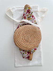 Bucket Travel Sun Hat:  in Floral Print and Straw