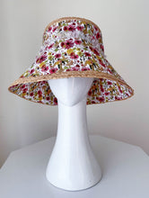Load image into Gallery viewer, Bucket Travel Sun Hat:  in Floral Print and Straw by Felicity Northeast Millinery