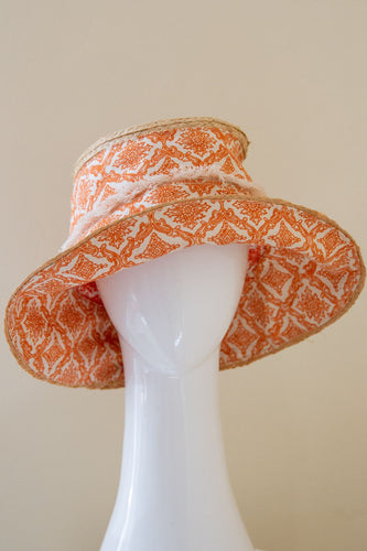 Bucket Travel Sun Hat: in Terracotta Orange and Straw by Felicity Northeast Millinery