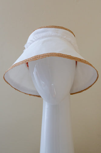 Bucket Travel Sun Hat: in White and Straw by Felicity Northeast Millinery
