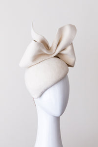 Ivory Felt Beret with Bow by Felicity Northeast Millinery