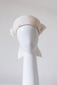  White Open Ring Pillbox with Gold Highlights By Felicity Northeast Millinery