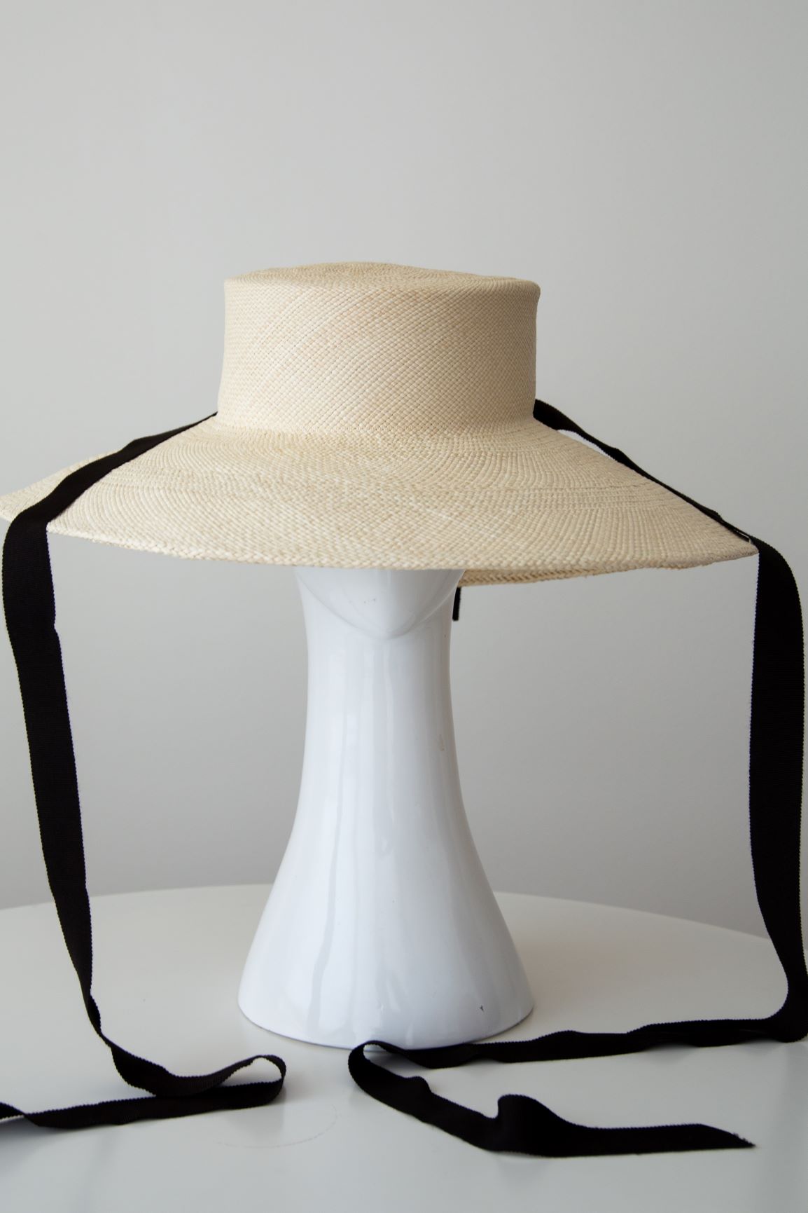 Wide Brim Dior Style Sun Hat with Ribbon Ties